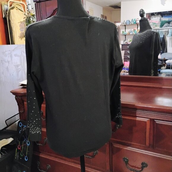 Black Long Sleeve Sequence Blouse - Picture 3 of 6